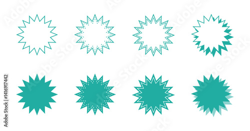 シンプルなギザギザした形 吹き出し セット