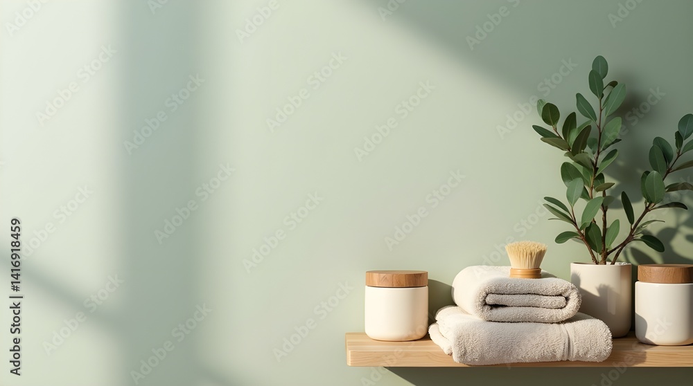 Earthy Bathroom Shelf with Natural Spa Elements Earthy Bathroom Shelf with Natural Spa Elements