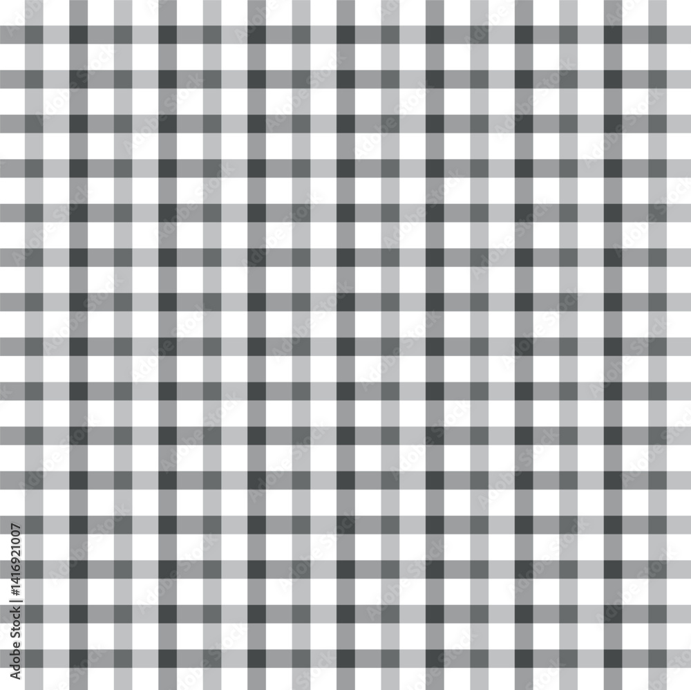 Black and White Gingham Checkered Pattern. Textile design of textured plaid. Checkered fabric pattern swatch for print, tartan, gift wrap, textiles, checkered background for tablecloth. Black and White Gingham Checkered Pattern. Textile design of textured plaid. Checkered fabric pattern swatch for print, tartan, gift wrap, textiles, checkered background for tablecloth.