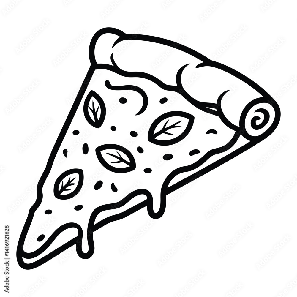 Naklejka premium Slice of Pizza Silhouette, Vector, Icon, Logo, White Background.