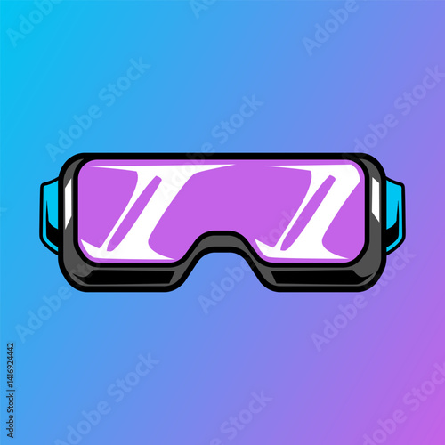 VR Glasses gaming element isolated bright flat icon in lilac and blue colors white background cartoon illustration
