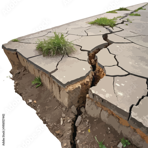 surface crackes and fissure on ground