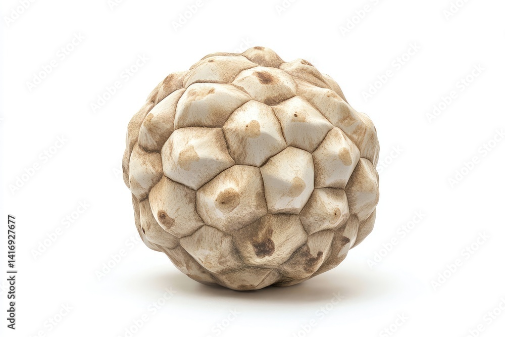 Fototapeta premium A textured, off-white sphere with a rough, bumpy surface