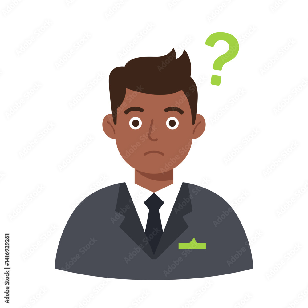 Confused businessman expressing uncertainty on a plain background Confused businessman expressing uncertainty on a plain background