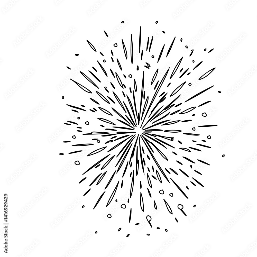 Hand Drawn Bursting Star on White Background Hand Drawn Bursting Star on White Background