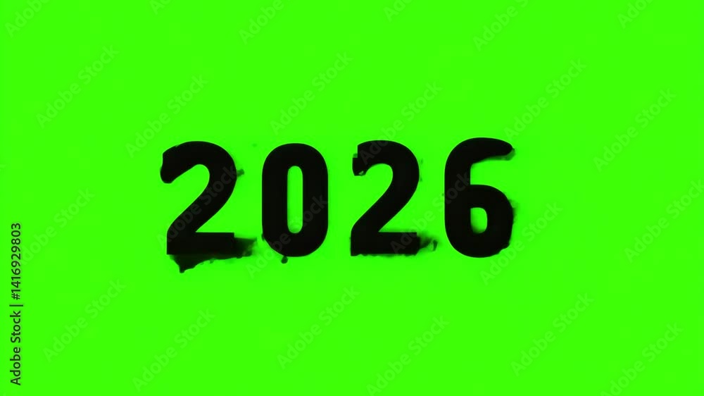 2026 in black letters on green screen background. Sign. Symbol Animation Isolated On green Background. New Year. Celebration. Party. happy new year. HD video Chroma key 2026 in black letters on green screen background. Sign. Symbol Animation Isolated On green Background. New Year. Celebration. Party. happy new year. HD video Chroma key
