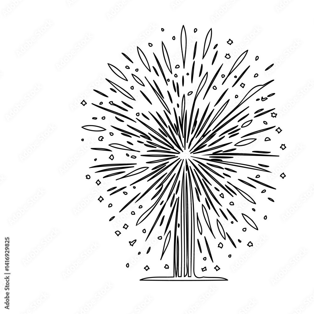 Obraz premium Abstract Fireworks Explosion Line Art Design