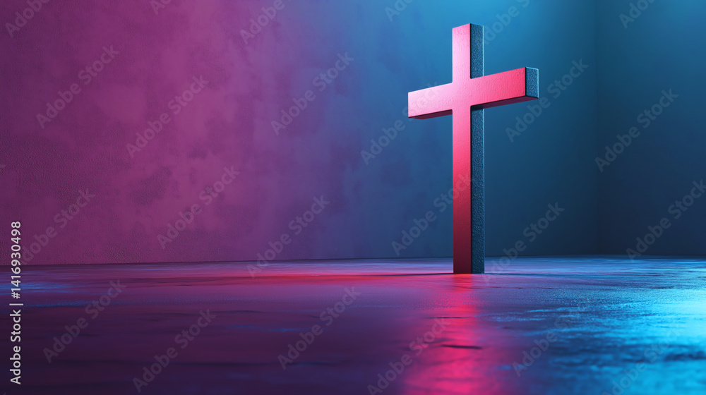 Naklejka premium Glowing Christian Cross