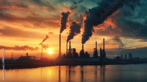 industrial oil and gas company view at refinery plant form industry harbour factory industry