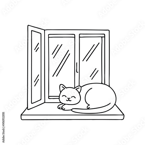 Ragdoll cat resting on a windowsill looking outside