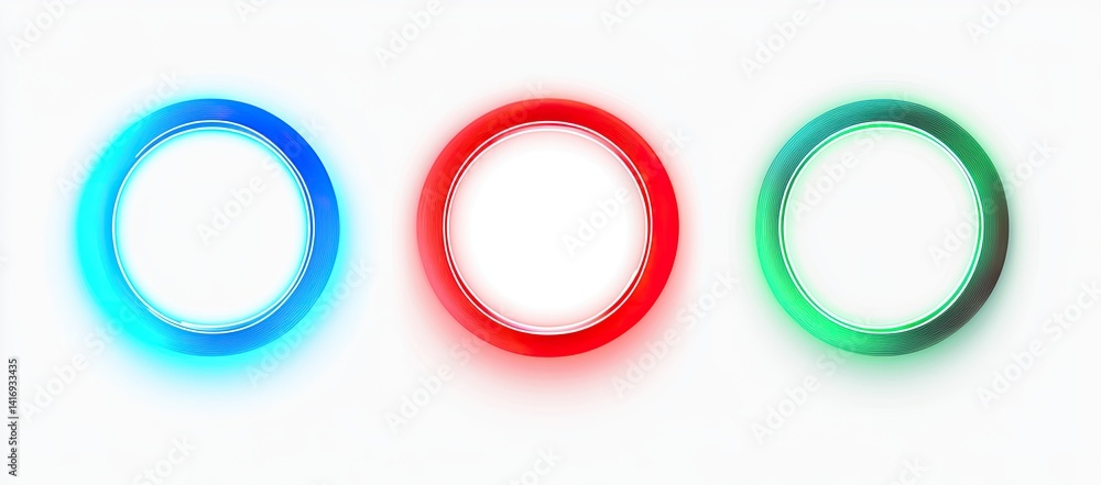 Three colorful glowing circles, blue, red and green Three colorful glowing circles, blue, red and green
