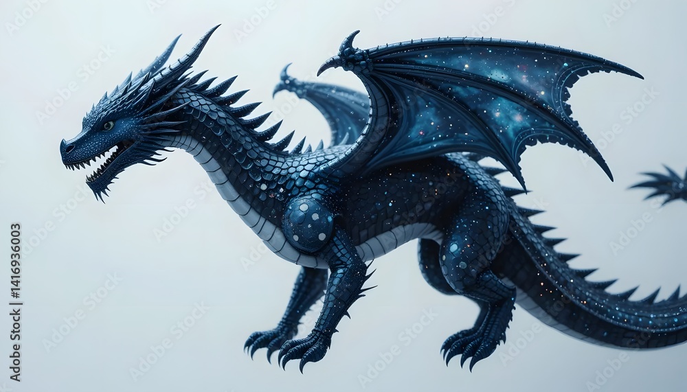 Fototapeta premium Cosmic Dragon Nebula Scales and Stellar Wings Illustration