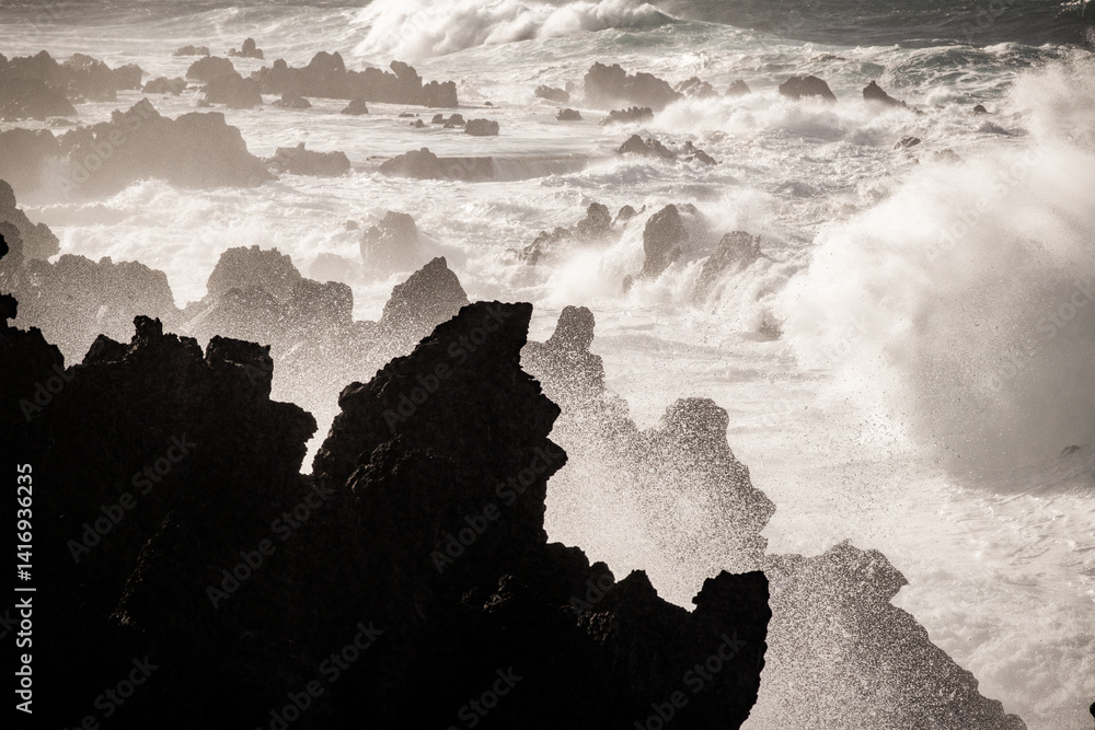 big waves in Porto Moniz, Madeira