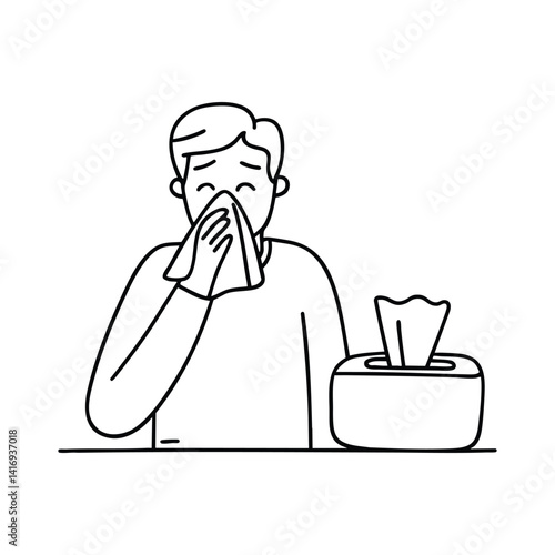 Tissue box nearby a person with a runny nose