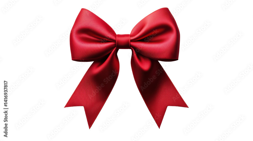 Fototapeta premium classic red satin ribbon bow on white background