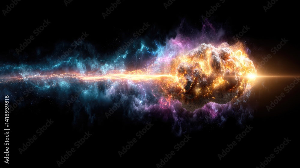 Obraz premium Cosmic explosion with vibrant energy and colors