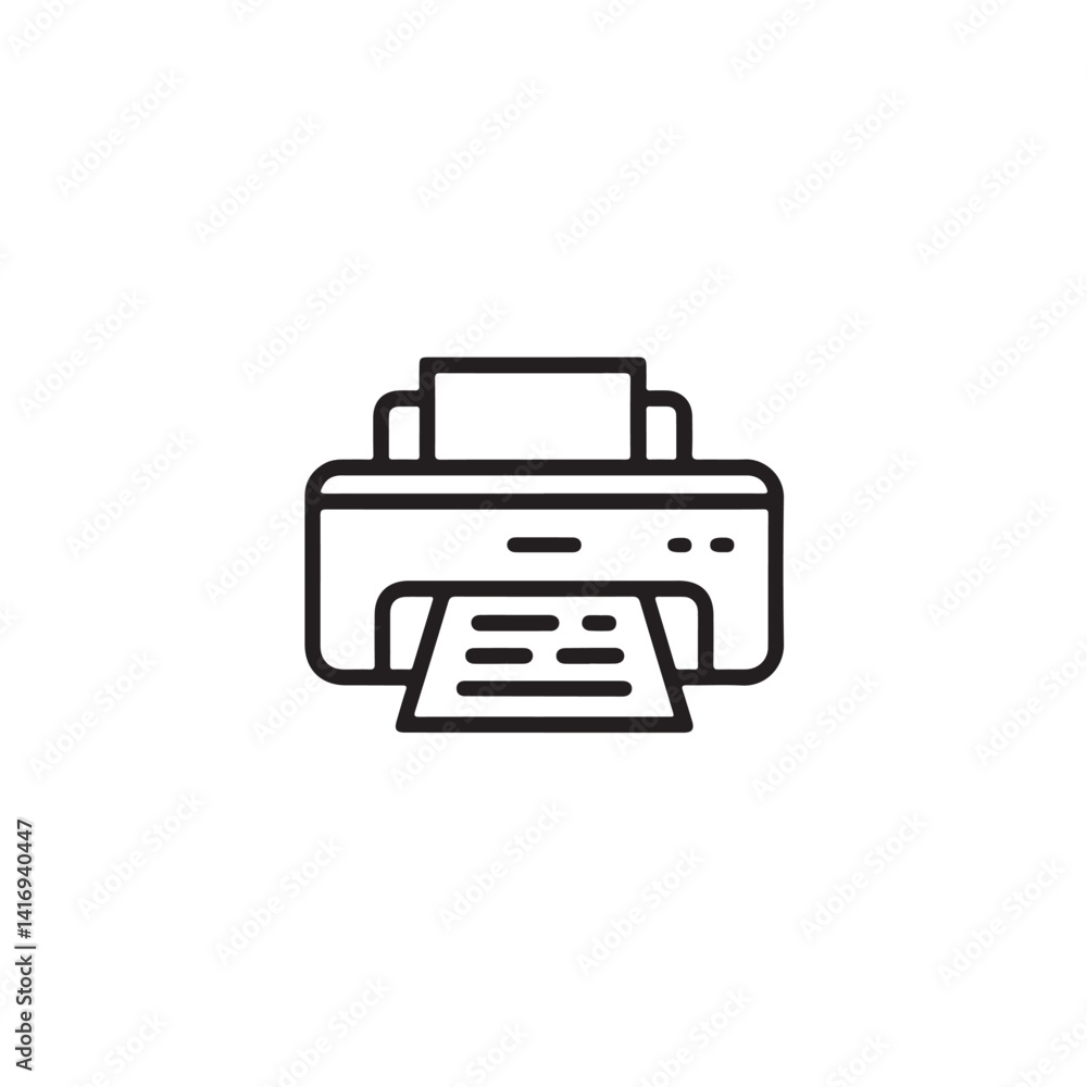 Minimal Printer Icon on White Background, print device, printer symbol. Minimal Printer Icon on White Background, print device, printer symbol.