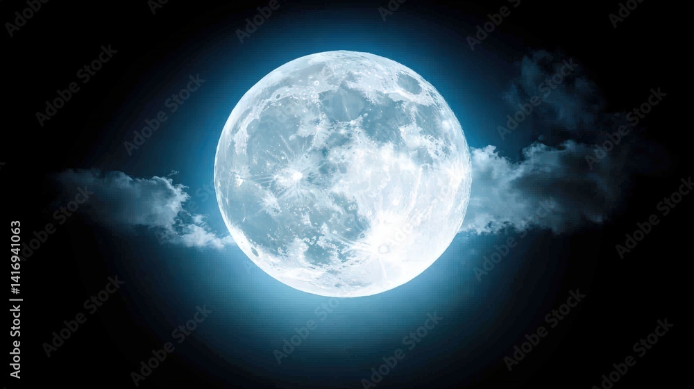 Fototapeta premium Full Moon Night Sky Cloudscape - Mystical/Fantasy