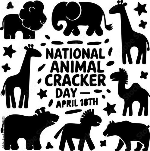 National Animal Cracker Day April 18th Vector Illustration