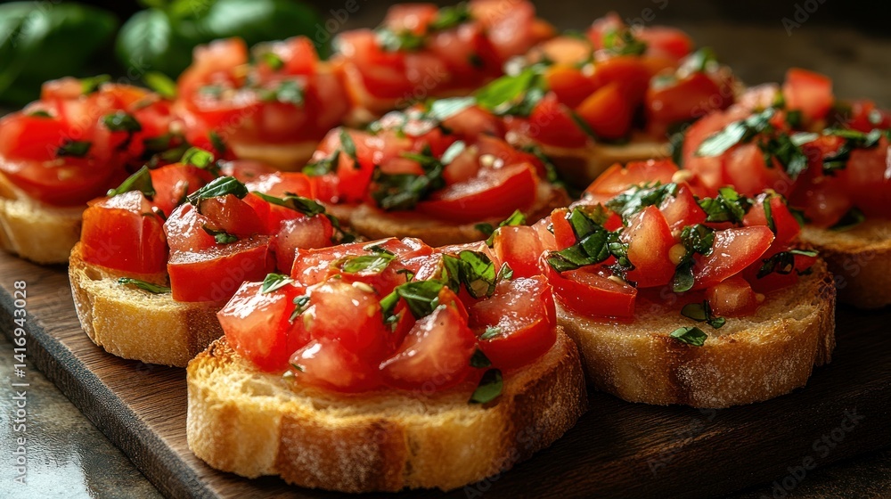 Fresh tomato bruschetta on toasted bread Fresh tomato bruschetta on toasted bread