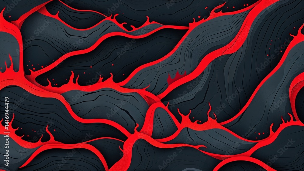 Obraz premium Dark gray and deep red intersecting in bold jagged lines resembling the power of lava flowing