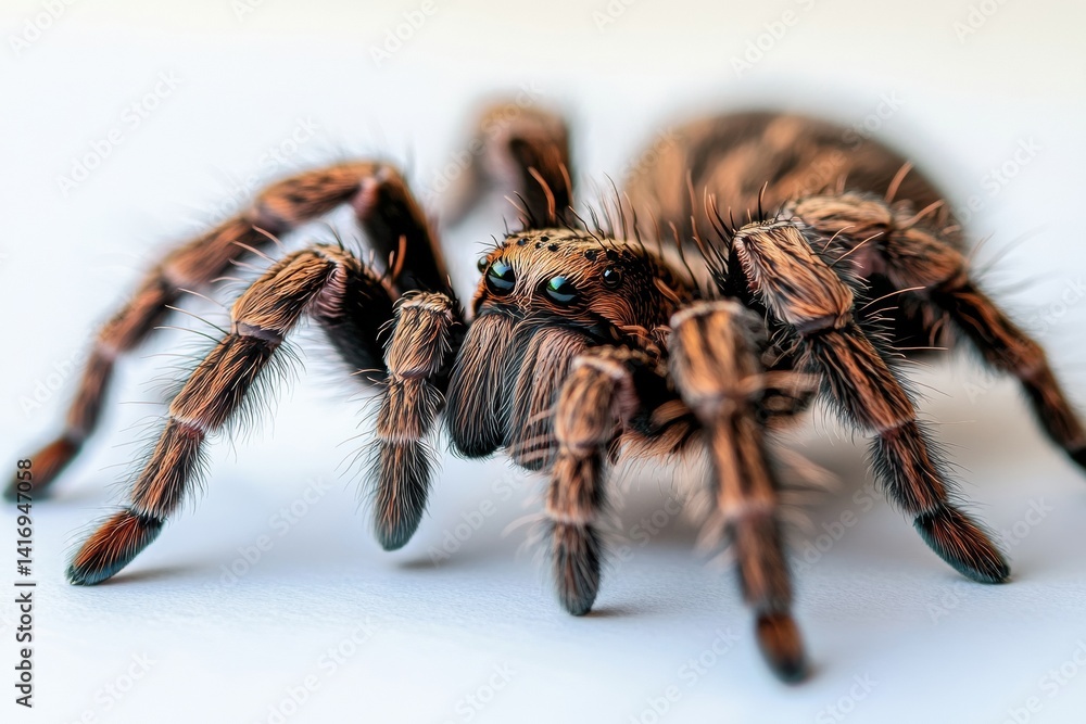 Close-up of a furry tarantula on white background Close-up of a furry tarantula on white background