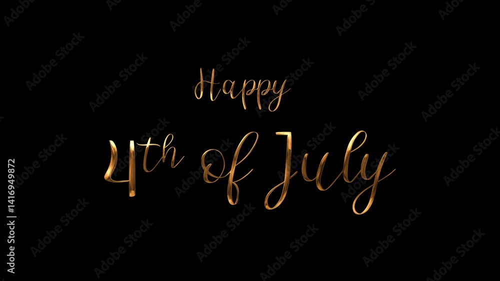 Gold script saying happy 4th of July; ideal for patriotic social media posts, Independence Day designs. Festive and celebratory graphic element. Gold script saying happy 4th of July; ideal for patriotic social media posts, Independence Day designs. Festive and celebratory graphic element.