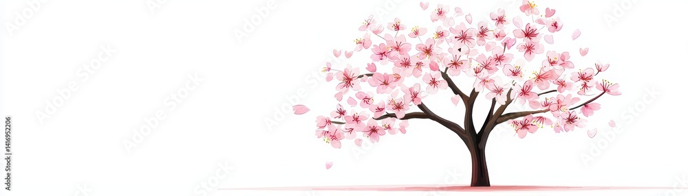 Fototapeta premium Beautiful cherry blossom tree with pink flowers and petals
