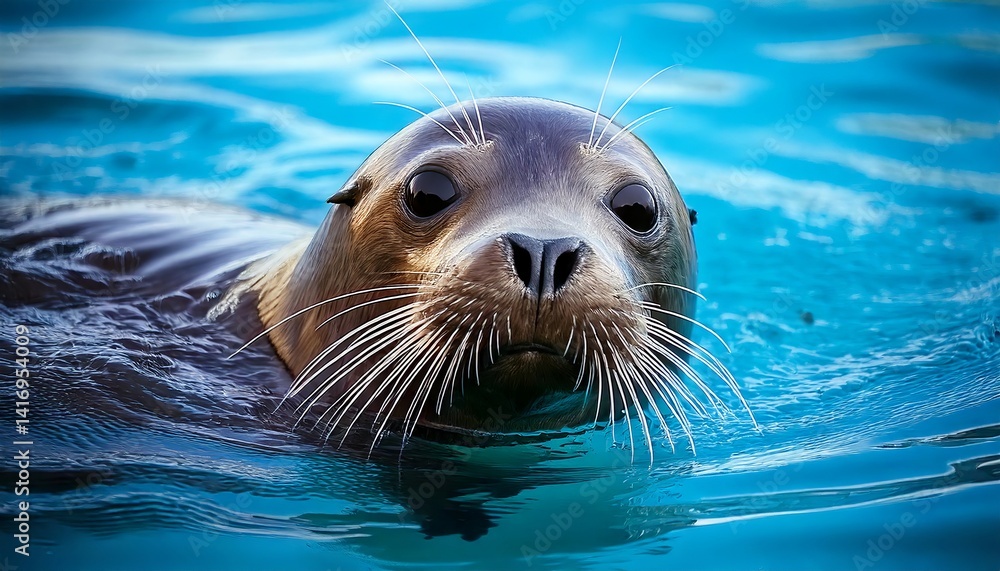 Fototapeta premium Seals swimming in clear blue water