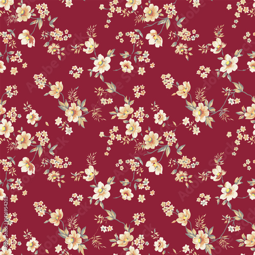 design art ,vintage seamless small floral allover pattern 