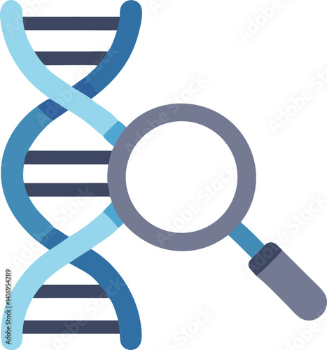 DNA Strand Being Analyzed with Magnifying Glass