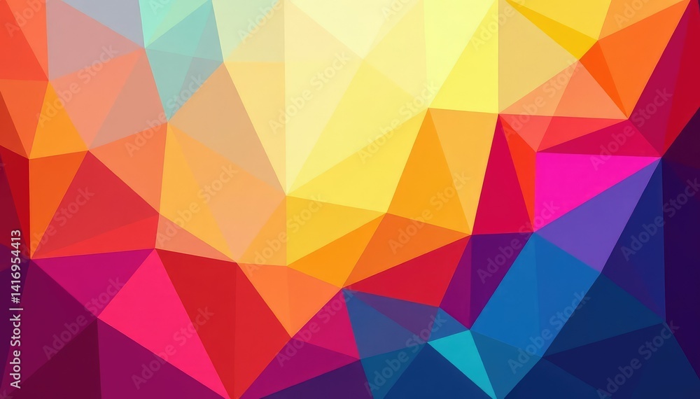 Obraz premium Geometric abstract shapes, vibrant color palette, modern style, backdrop, print, trendy