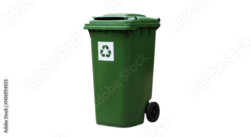 Isolated Green Recycling Bin