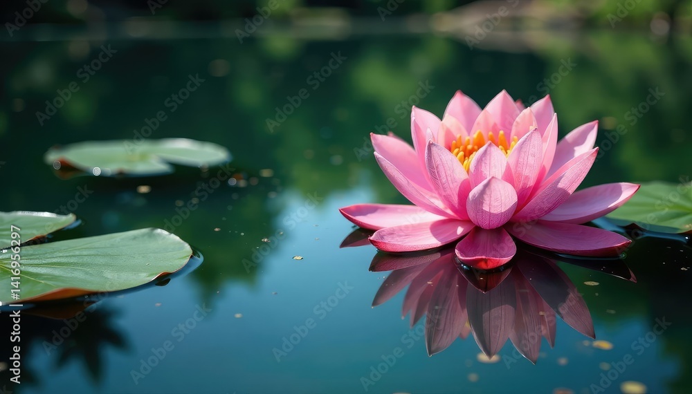 Intricate floral design reflected on calm lake surface, texture, landscape Intricate floral design reflected on calm lake surface, texture, landscape