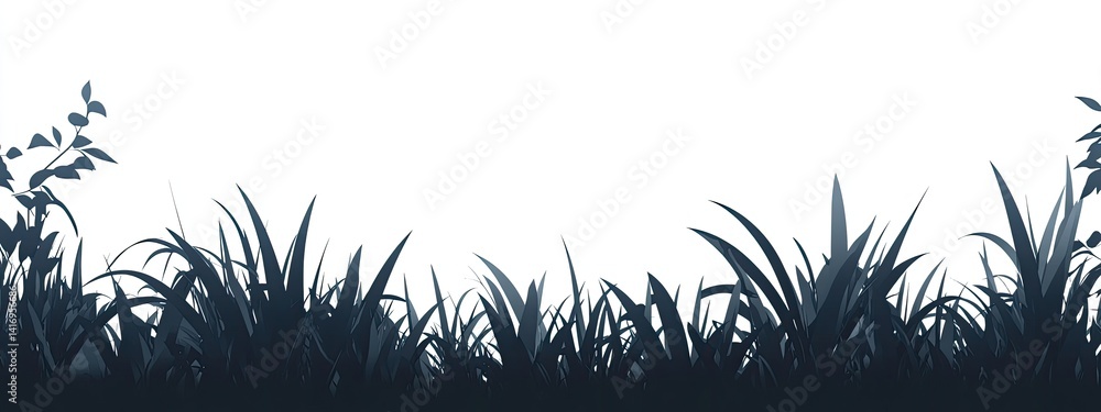 A silhouette of tall grass against a white background A silhouette of tall grass against a white background