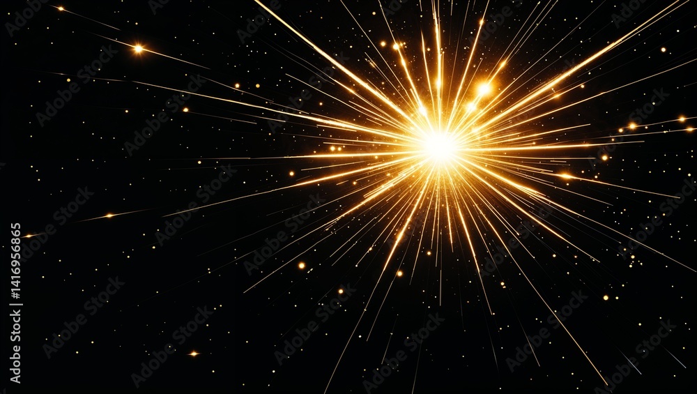 Naklejka premium Radiant light splashes that glow against a black background like distant stars illuminating the space