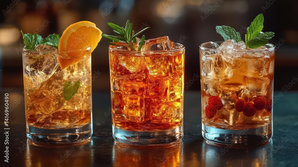 Assortment of hard strong alcoholic drinks and spirits