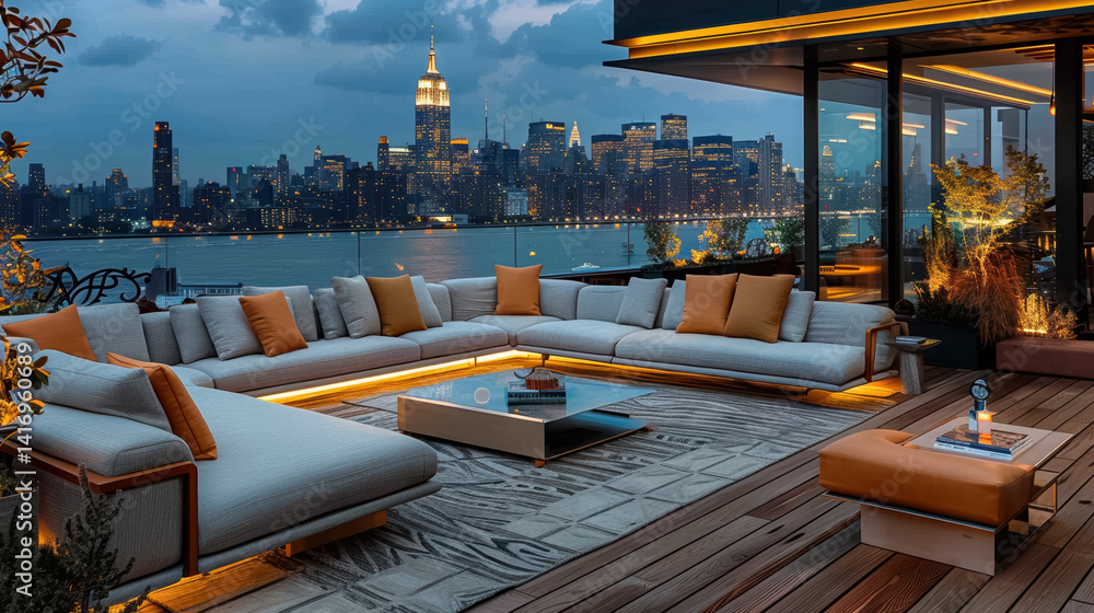 Beautiful modern living room with a sleek sofa and elegant coffee table