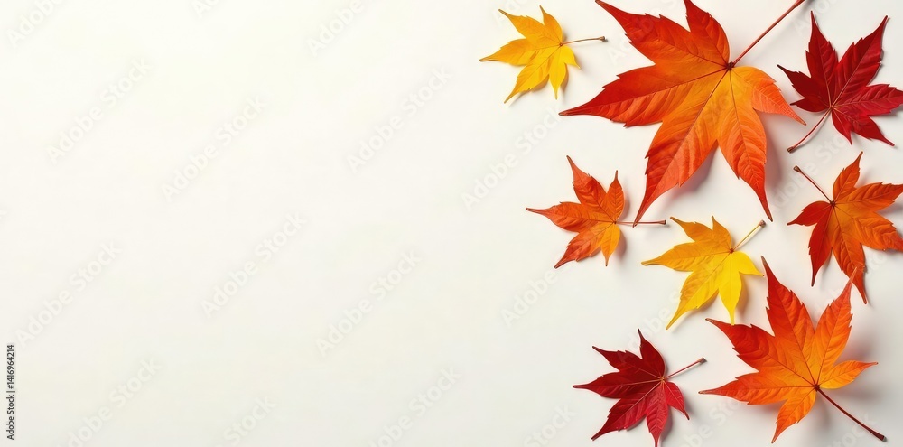 Colorful autumn leaves scattered on a white surface, colors, autumn, foliage Colorful autumn leaves scattered on a white surface, colors, autumn, foliage