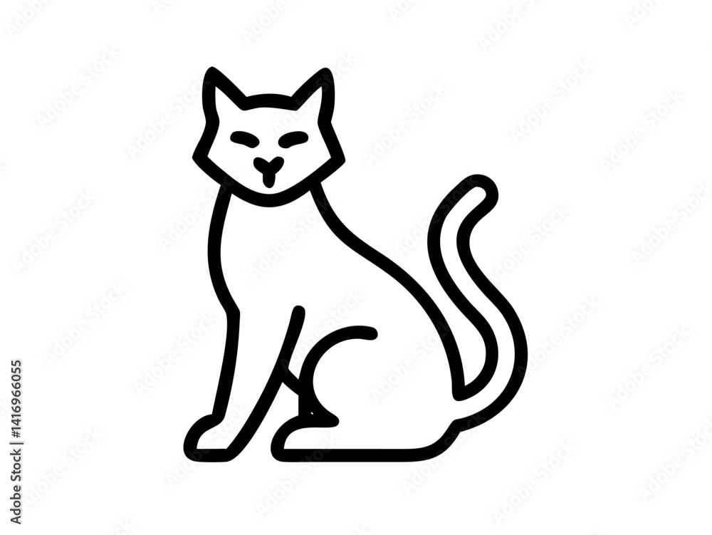 Fototapeta premium Cat Line Art Vector Design, Minimalist Cat SVG, Elegant Pet Outline SVG Vector