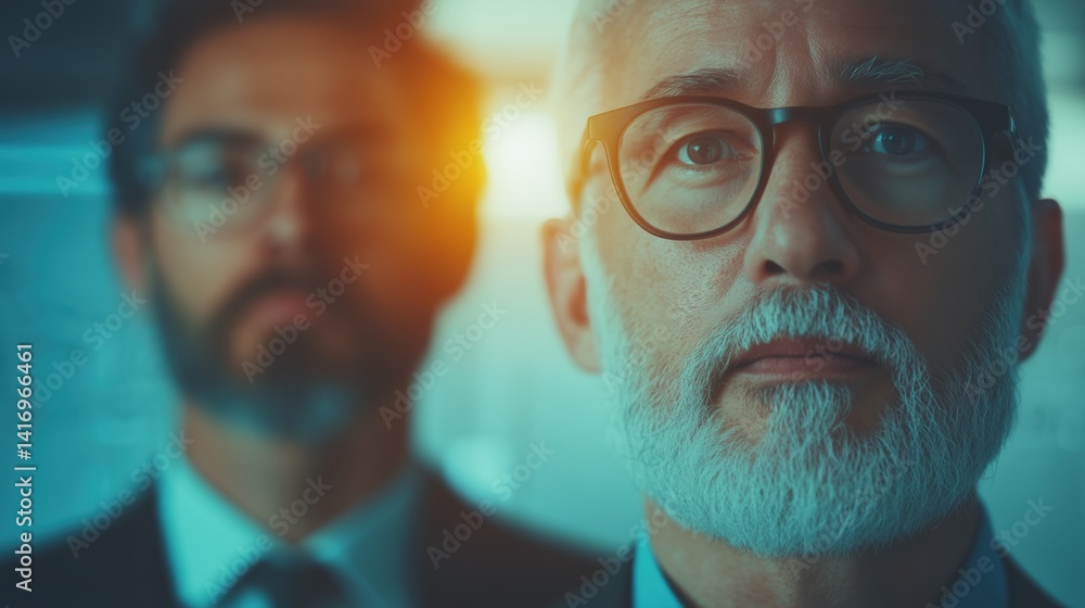 Business professionals engage in a serious discussion in a modern office during a late afternoon meeting Business professionals engage in a serious discussion in a modern office during a late afternoon meeting