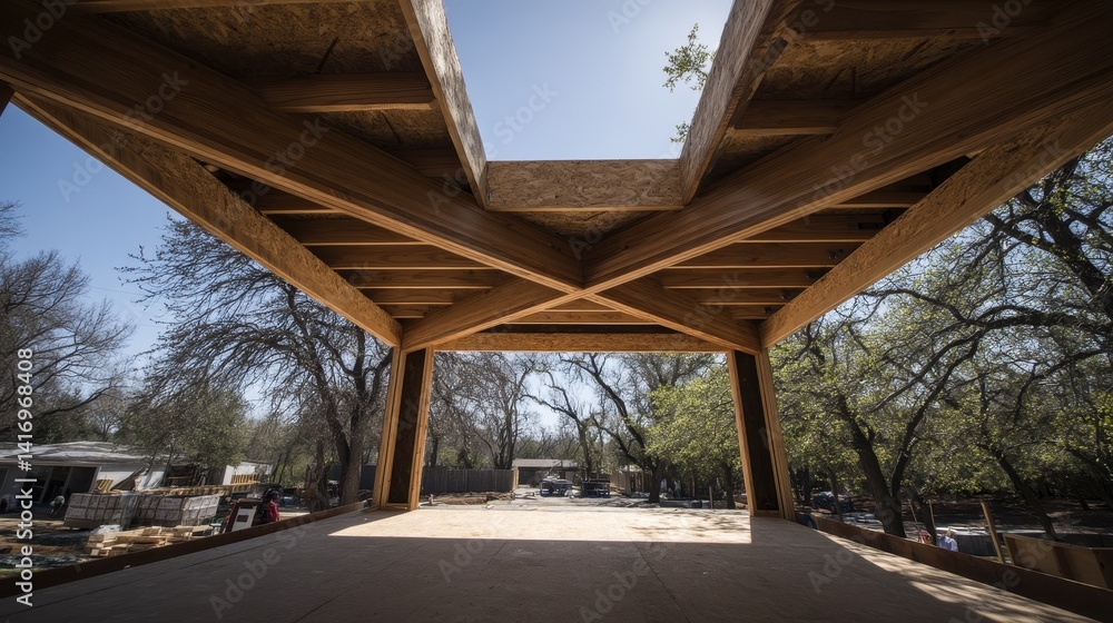 Fototapeta premium Modern framework home construction showca-3 - aesthetic columns house