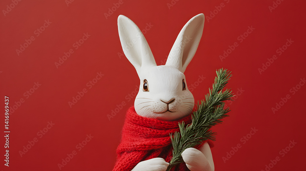 Obraz premium Minimalist Christmas，christmas, decoration, christmas tree,holiday, xmas,winter, decorations, celebration, presents,gift, Santa Claus，ornaments，new year，december，seasonal，gift