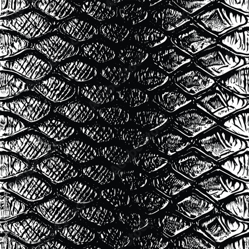 Black and White Crocodile Scales Seamless Pattern
