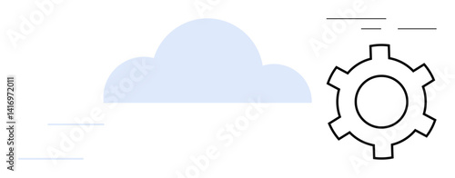 Cloud and gear icon emphasize technology, innovation, and efficiency. Ideal for cloud computing, automation, data management, IT services, software design, engineering simple landing page