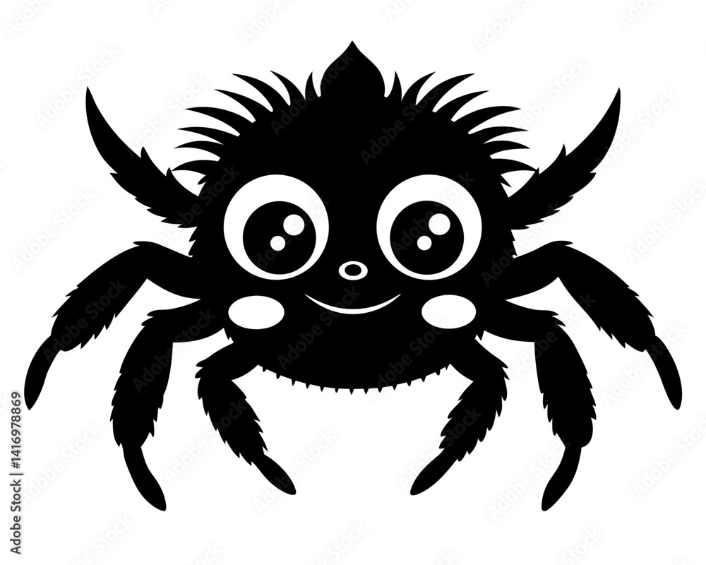 Fototapeta premium Cute Jumping Spider Vector Design, Adorable Spider SVG Vector, Cartoon Insect Icon