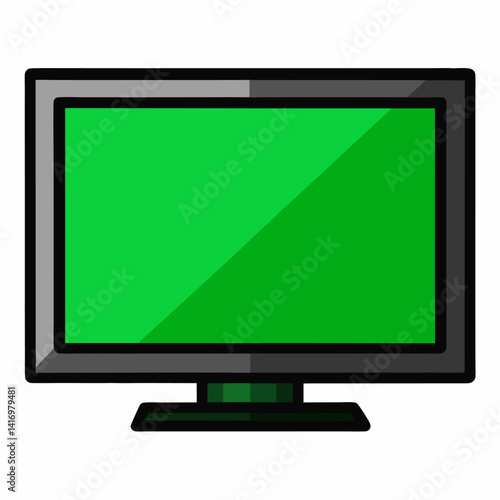  Green Screen LED LCD Television vector on white background.