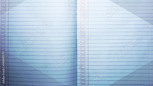 Notebook Paper With Number Boxes, Horizontal Blue Lines and Abstract Transition Looping Background