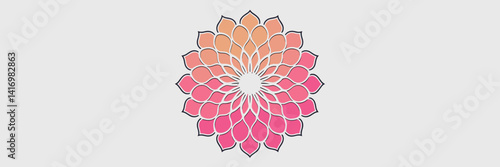 Gradient floral mandala with layered symmetrical petals – Suitable for beauty packaging, meditation content, or nature design.