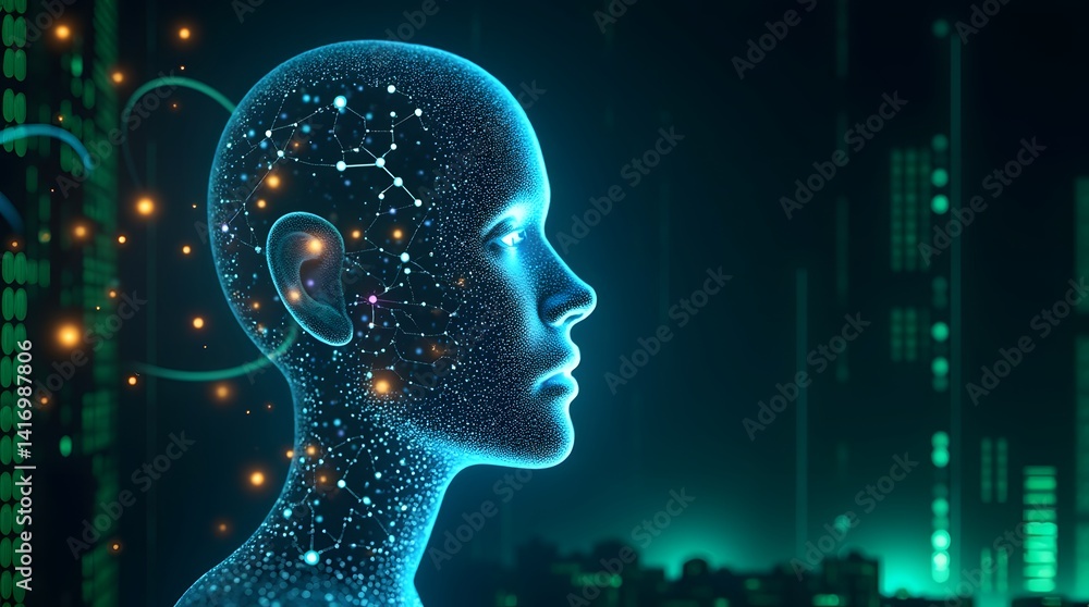 AI Artificial Intelligence Digital Head Network Technology Concept